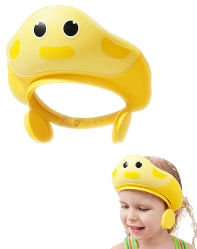 JUKOTA Visera Baño Bebé, Sombrero de Ducha para Bebé,Gorro de Ducha Bebé,Gorro de Baño para Bebés,Para Niños Pequeños Lindo Pato Azul,Adecuado para puertas y portones de escaleras