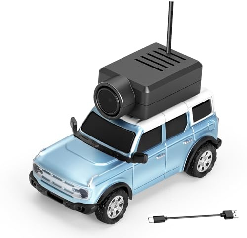 GoolRC WLtoys 6405 - Mini coche a control remoto, 2.4 GHz, escala 1:64, FPV, auto de control remoto con cámara 720P y giro, vehículo de control de aplicación con luces LED para adultos, sin control