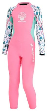 Zanthicia Einteiliger, langärmeliger Neoprenanzug für Mädchen, Tauchanzug, warm, zum Schnorcheln und Surfen, Rosa, Größe M, Rosa, S