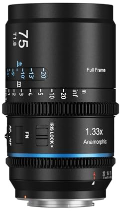 SIRUI Astra 75mm T1.8 1.33X Objetivo Anamórfico Fijo, Objetivo de Cine con Enfoque Automático de Fotograma Completo y Gran Apertura con Montura E, para A7C, A9, A6700, ZV-E10, FX30 (Destello Azul)