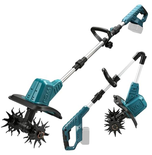 Motozappa Elettrica Compatibile con Batteria Makita 18V, Fresa da Giardino Pieghevole 550W con Larghezza di Lavoro 22 cm e Profondità di Lavoro 17 cm, Fresa Elettrica Senza Spazzole (Senza Batteria)