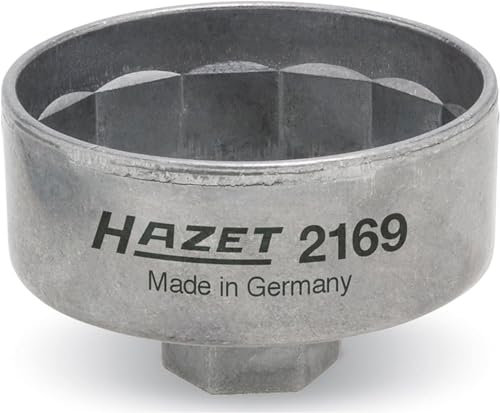 HAZET Ölfilterschlüssel 2169 I passend für verschiedene Ölfilter mit einem Durchmesser von 82 mm, Antrieb: Außensechskant 3⁄8 Zoll I Betätigung von Ölfiltern und Ölfilter-Gehäusedeckeln
