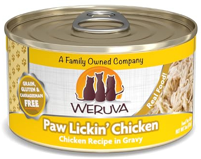 Weruva Classic Cat Food, Paw Lickin’ Chicken with Chicken Breast in Gravy, 3oz Can (Pack of 24)