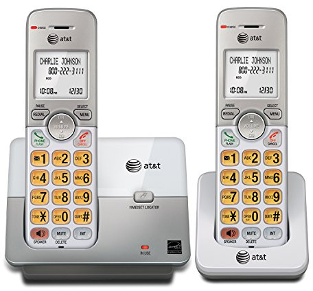 AT&T EL51203 DECT 6.0 2-Handset Cordless Phone with Full-Duplex Speakerphone, Backlit Display & Lighted Keypad, Caller ID/Call Waiting, Intercom, ECO Mode