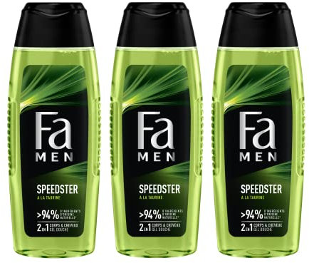 Fa Men - Gel Douche Corps Homme - Speedster - Formule de pH neutre pour la peau - Testé sous contrôle dermatologique - Bouteille de 250 ml - Lot de 3
