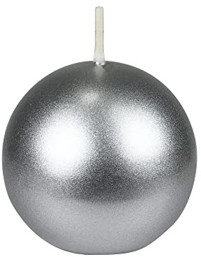 Zest Candle 6-Piece Ball Candles, 3-Inch, Metallic Silver