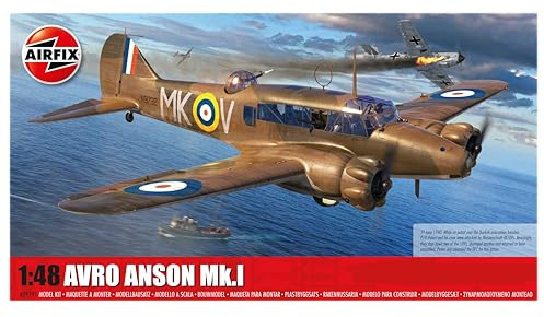 Airfix Model Set - A09191 Avro Anson Mk.I Model Building Kit - Plastic Model Plane Kits for Adults & Children 8+, Set Includes Sprues & Decals - 1:48 Scale Model