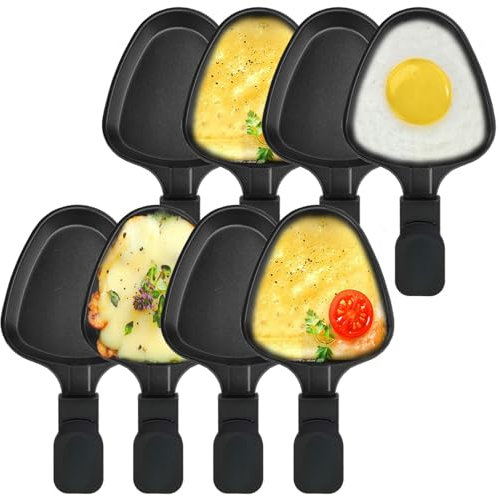 Kosmosta Antihaftbeschichtete Mini-Grill-Käsepfanne Schmelzzubehör für Raclettes Ersatzbleche Raclette-Geschirr Mini-Raclette-Pfännchen, Dreiecksform (8 Stück)