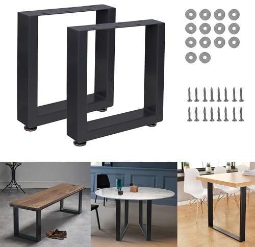 Thanaddo 2 Stück Tischbeine, Rechteckige Tischbeine mit Bodenschützern für Wohnzimmer Büros Schreibtisch Sitzbank Schwarz (40 x 43cm)
