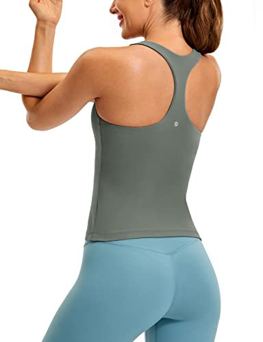 CRZ YOGA Damen Butterluxe Tank Tops Racerback Sport Top Yoga Fitness Oberteil Tanktops mit Integriertem BH Grauer Salbei 36