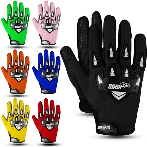 SAGA SPORTS Gant Moto Enfant – Gants Moto Enfants & Gant Moto Cross Enfant avec Protection Ultime – Gants BMX Enfants pour Jeunes Champions