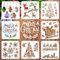 8 Stück Schablone Weihnachten Set Xmas Stencils, LYPER Zeichenschablonen Malschablonen aus Kunststoff,Weihnachtsmann Weihnachtsbaum Schneeflocken Glocken Rentier Schablone für DIY Weihnachtsdekoration