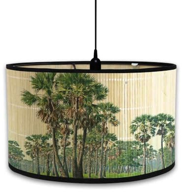 FANSU Round Drum Light Shade for Table Lamp, Modern Pattern Pendant Lampshades Easy Fit for Living Rooms, Bedroom, Hallways, Reading Room (Forest,30x20cm)
