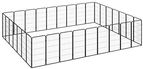 32-Panel Hunde-Laufgitter schwarz 50x100 cm pulverbeschichteter Stahl Artikelfarbe schwarz