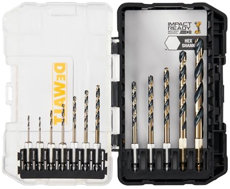 DEWALT 12 Pc Black and Gold Drill Bit Set, Premium Finish Impact Driver Bit Set for Metal, Plastic and Wood (DWAH1182)