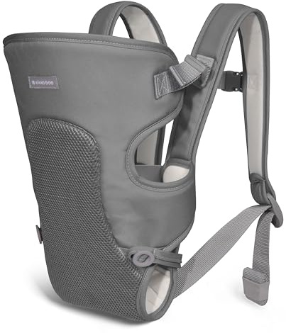 KikkaBoo Babytrage Neugeborenes MYRA, Ab 3 Monaten, Ergonomisch & Bequem, Für Babys bis 9 kg, 3 Tragepositionen, Atmungsaktives Netz, Verstellbare Schultergurte, Grau