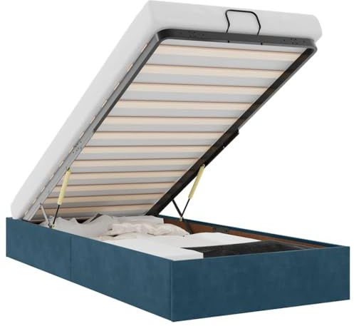 vidaXL Struttura Letto Pouf Senza Materasso 90x190 cm Velluto, giroletto con Contenitore, Imbottito, Singolo Pouf, Pouf giroletto, sottoletto, Pouf