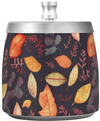 Cendrier à cigares en acier inoxydable avec couvercle pour intérieur et extérieur, sans fumée, portable pour les amateurs de cigares, les fumeurs, les feuilles d'automne sur fond noir