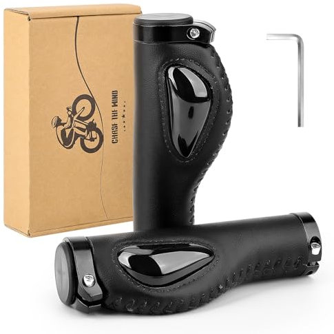 GXCROR Ergonomic Bike Grips with Silicone Damping, Premium PU Mountain Bike Handlebar Grips Anti-Slip Design, Locking MTB/City/Road Bicycle Grips for All 22.2mm Handlebars