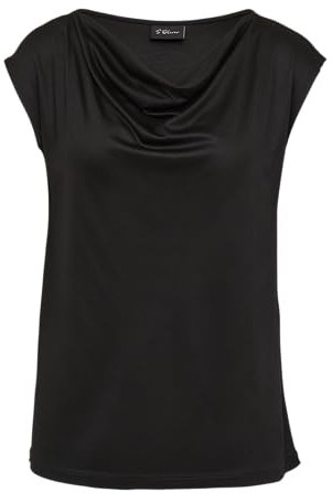 s.Oliver Black Label Damen 2163533 T-Shirt Mit Wasserfallkragen, Schwarz, 38 EU