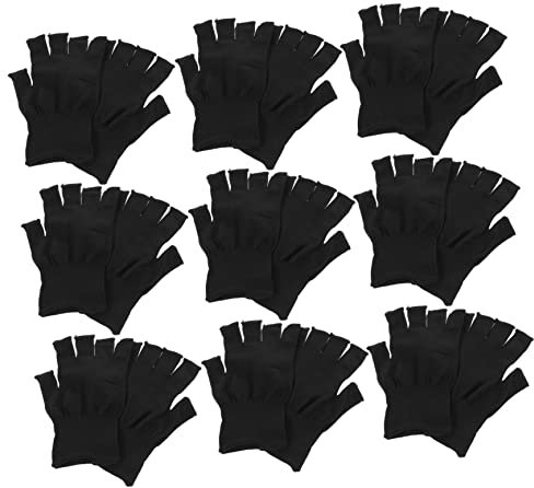 HOUDERCO 15Paires Travail Demi Doigt Nylon Dérapants pour Bricolage et Manipulation Équipements Sensibles de Protection Durables