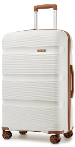 Kono 28 Inch Large Lightweight Suitcase 4 Wheel Spinner Hard Shell Luggage with TSA Lock, Sturdy Polypropylene Travel Trolley Case Cream