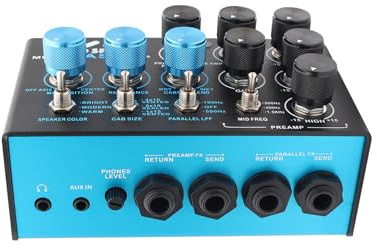 Fockety Bass Multi Effects Pedal, Professionell Multi Effects Processor, Basgitarrpedaler med Preamp, 3 Band EQ, Parallell Signal Chain, FX Loops, Cabinet Simulator, Speaker Switch
