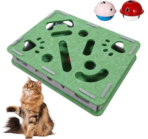 Generisch per unghie per gatti – Feltro, 40 x 30 x 8 cm, scatola puzzle, giocattolo interattivo per la cura del pelo con a campana, anelli per artigli, protezione per mobili, tappeto per