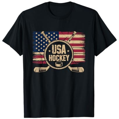 Camiseta De Hockey con Bandera Americana para Hombre Y Niña, Camiseta