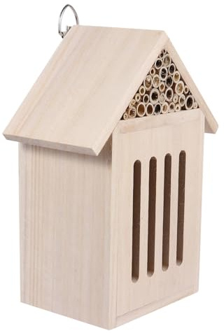 CALLARON Wooden Insect House for Garden Decoration, and Bug Home with Unique Design, Encourages Nesting, Beige Outdoor Bug Hotel for Garden and Home Use