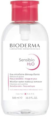 BIODERMA Sensibio H2O - Eau micellaire nettoyante et démaquillante - Élimine le maquillage, le pollen et les résidus de pollution - Peaux sensibles - Flacon pompe 500 ml