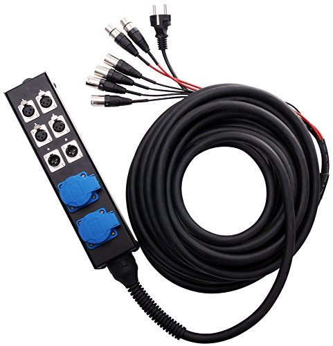 Pronomic Stage 6-Kanal Multicore SMC-15 4/2/2 XLR/AC (4x XLR Send, 2x XLR Return, 2x 230V/AC Schuko Steckdosen, 15m Länge) schwarz