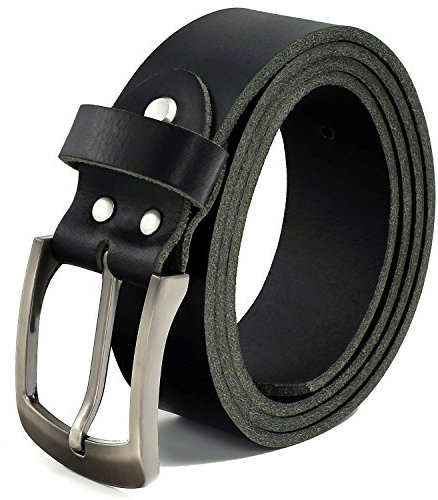 Fa.Volmer ® Gürtel Herren Ledergürtel aus Büffelleder für Männer Jeans Anzug Echtleder Schwarz 38mm breit kürzbar #10125 (Bundweite 90cm)