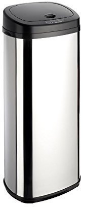 Dihl 50L Onyx Chrome with Black Lid Stainless Steel Auto Touchless Hands-Free Sensor Kitchen Waste Dust Bin Automatic Motor