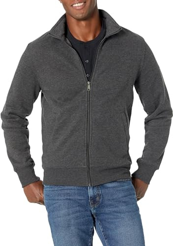 Amazon Essentials herrtröja helt blixtlås fleece-tröja med mocka, kol ljung, S
