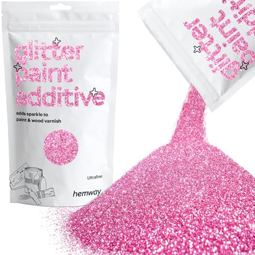 Hemway Glitter Paint Additive - Rose Pink | 100g Ultrafine Metallic Flakes for Adding Sparkle to Paints & Wood Varnish | Add to Emulsion, Acrylic & Latex for Indoor Sparkly Walls