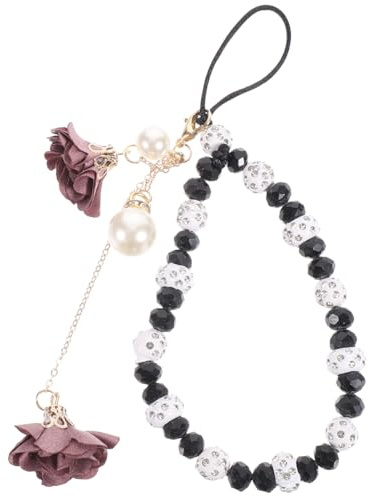 Hemobllo Crystal Phone Lanyard Non-Slip Wrist Strap Beaded Pendant for Mobile Phones Keys Camera and Id Card Holder