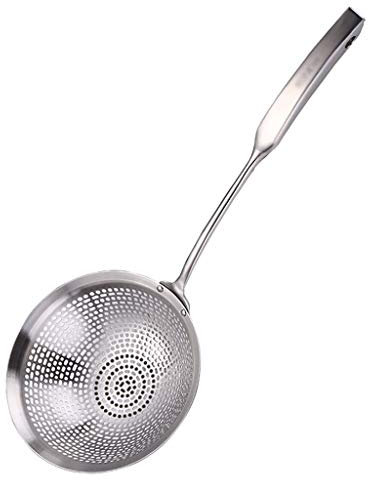 Schiumarole Cucina 304 in acciaio inox Grande Cucchiaio scanalato in acciaio inox perfetta Fry Mestolo Skimmer e filtro Multi-Use Slot cucchiaio olio Skimmer for la cucina Ristoranti Cooking Schiumaro
