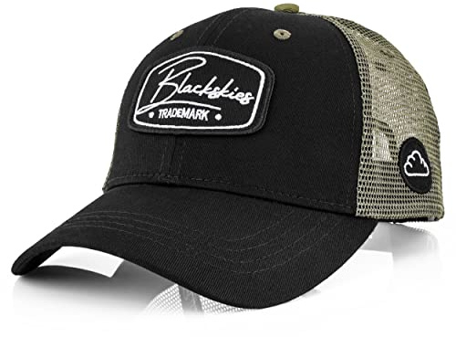 Blackskies Race Baseball cap | Uomo Donna Premium Trucker cap | Snapback Visiera Cappellino Basecap Nero-Verde Oliva - Streetwear Outdoor Estate Tempo Libero