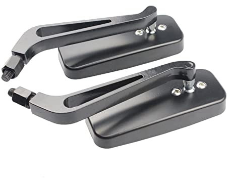KIMISS Rechteck Motorrad Spiegel, Universal 2 Stück Motorrad Rückspiegel Rechteckig Aluminium Legierung Lenker Spiegel für Motorrad