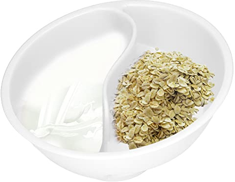 Anti Soggy Cereal Bowl, Stackable Separated Snack Bowl, BPA Reusable Cereal Divided Bowl, Novelty Kitchen Gift, Keeps Fresh, Snack Bowl for Ice Cream Yogurt Berries French Fri (White)