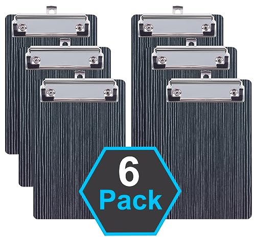 HUAYANG 6 Piezas Portapapeles Madera, A6 Clipboard Set Negro Bloc de Notas con Clips de Metal 12 x 18cm Portapapeles para Notas, Formularios, Documentos y Escuela, Oficina, Menú