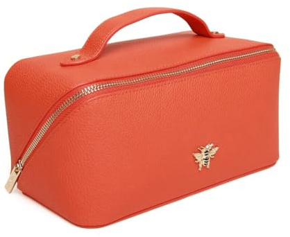 Luxury Beauty Case by Alice Wheeler London Train Case Vanity Toiletry Bag Make-Up Case for Ladies 3 Different Sizes ! (Orange, Medium)