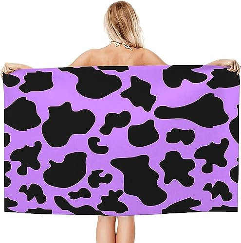 Telo Mare Grande Microfibra Asciugamano Da Spiaggia Stampa Zebra Di Mucca Viola Teli Mare Asciugatura Rapida Leggero Coperta Da Viaggio Xxl 150 X 200 Cm Terreno Per Palestra Yoga Nuoto Campeggio -7F6E