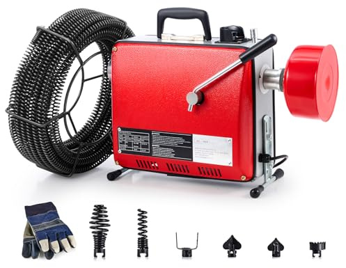 ZELCAN Rohrreinigungsmaschine Elektrisch 400W Kanalreinigungsmaschine mit 20M Spiralen Badewannenablauf-Reinigungswerkzeug Drain Clean Rohrreinigungsgerät Elektrische Rohr-Reiniger