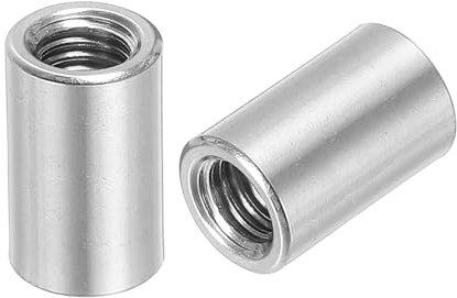 QUARKZMAN 6Pcs Tuercas de Conexión Redondas M8 Tuerca de Acoplamiento de Acero Inoxidable 304 de 20mm/0.8 de Longitud para Soporte M8x20x12mm