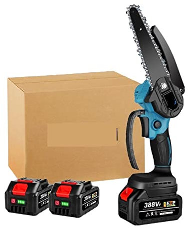 Mini motosierra, Sierra eléctrica sin escobillas de 3000W y 6 pulgadas, motosierra eléctrica recargable, herramienta de carpintería con batería for batería de 18V para ramas de árboles, patio, hogar y