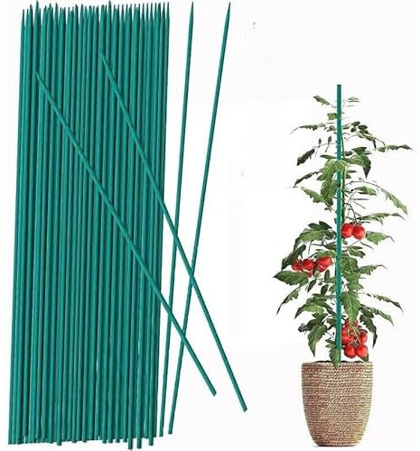Eyesome Green Plant Support Sticks – 50 pack 90cm Bamboo Stakes Split - Weather Resistant Canes For Flowers - 35.5 Inch Wooden Canes for Home or Garden - Great for Making Gardening tripods