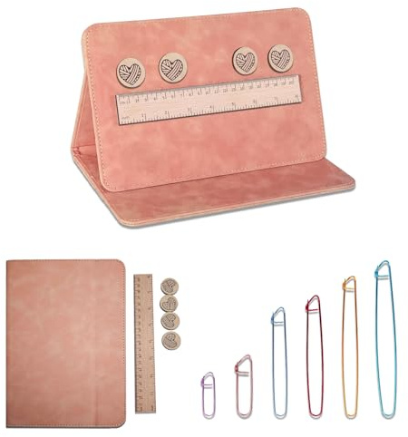 Knitting Pattern Holder Magnetic Crochet Knitting Chart Holder Portable Knitted Chart for Crochet Knitting Lovers (Pink)