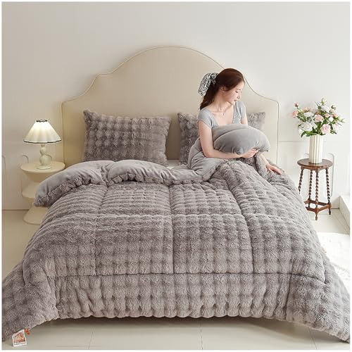 ZTGL Fluffigt vintertäcke - Allergivänligt täcke som andas 100 % mikrofiber av miljövänlig fleecepäls - wrap och super varm för vintern - flerfärgad, grå, 200 x 230 cm (4 kg)